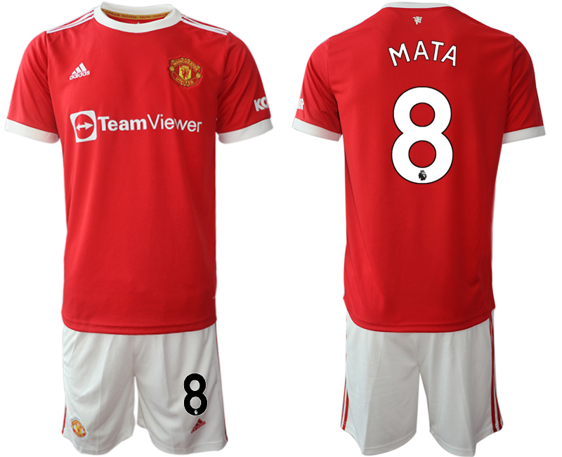 Men 2021-2022 Club Manchester United home red #8 Adidas Soccer Jersey->manchester united jersey->Soccer Club Jersey